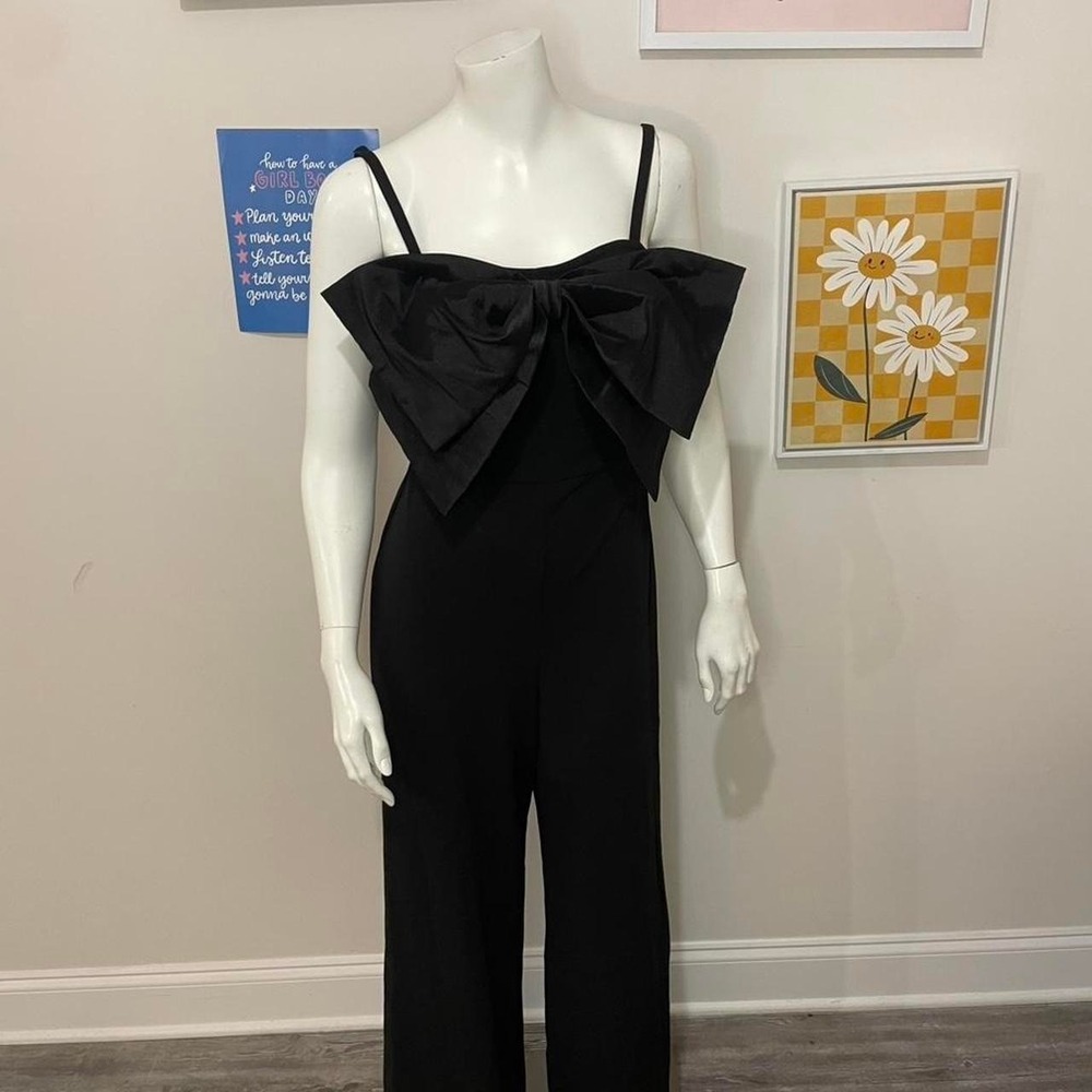 Thirty Thirty L.A. Black Bow Front Wide Leg Party Jumpsuit size Medium